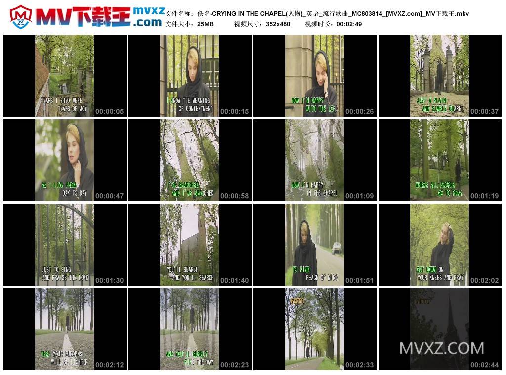佚名-CRYING IN THE CHAPEL(人物)_英语_流行歌曲_MC803814